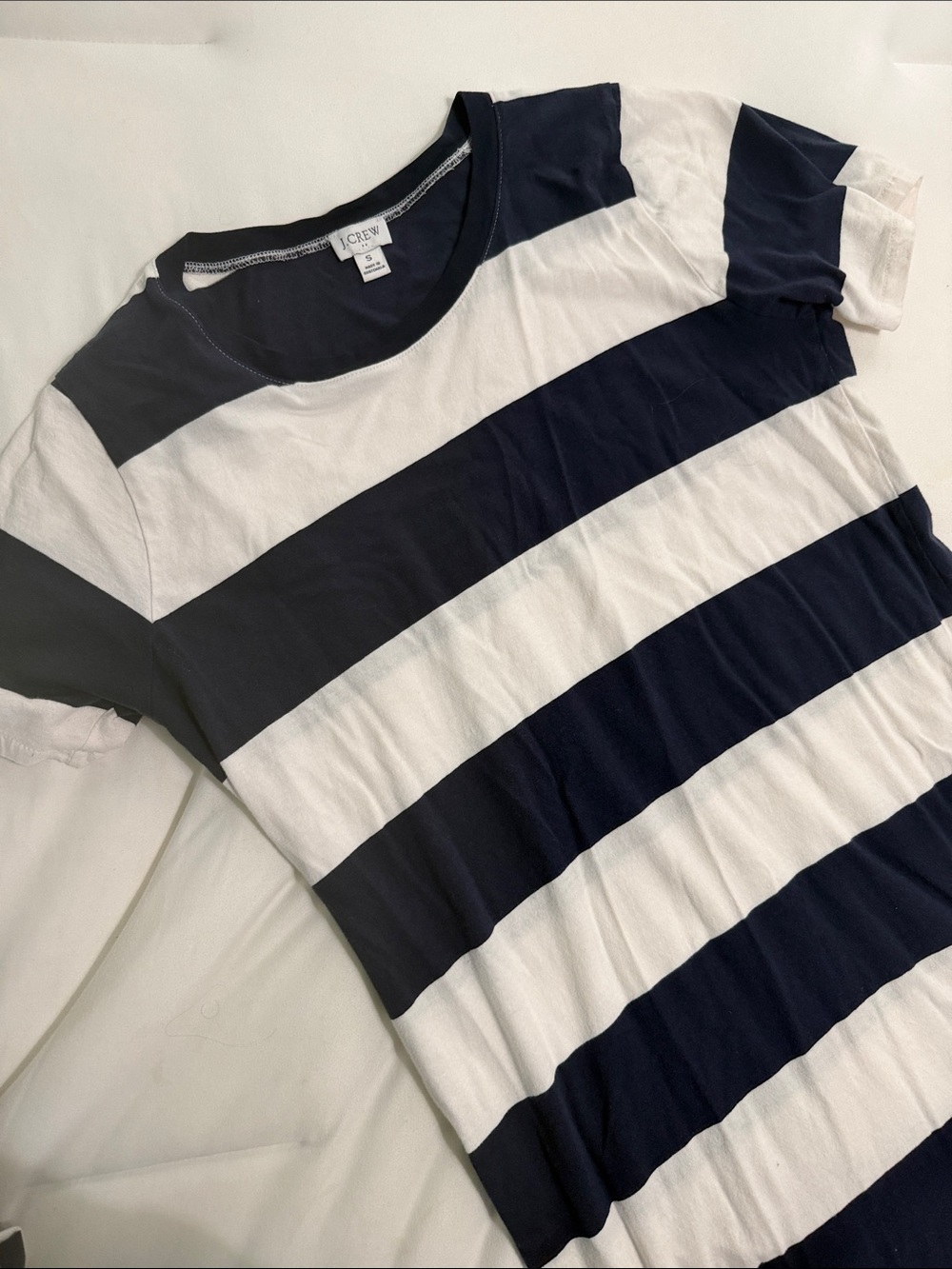 J. Crew Small Long Tee Dress Navy & White Striped